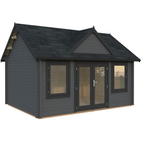 Abri de jardin en bois Claudia 14,2 m2 Peint gris foncé + anthracite