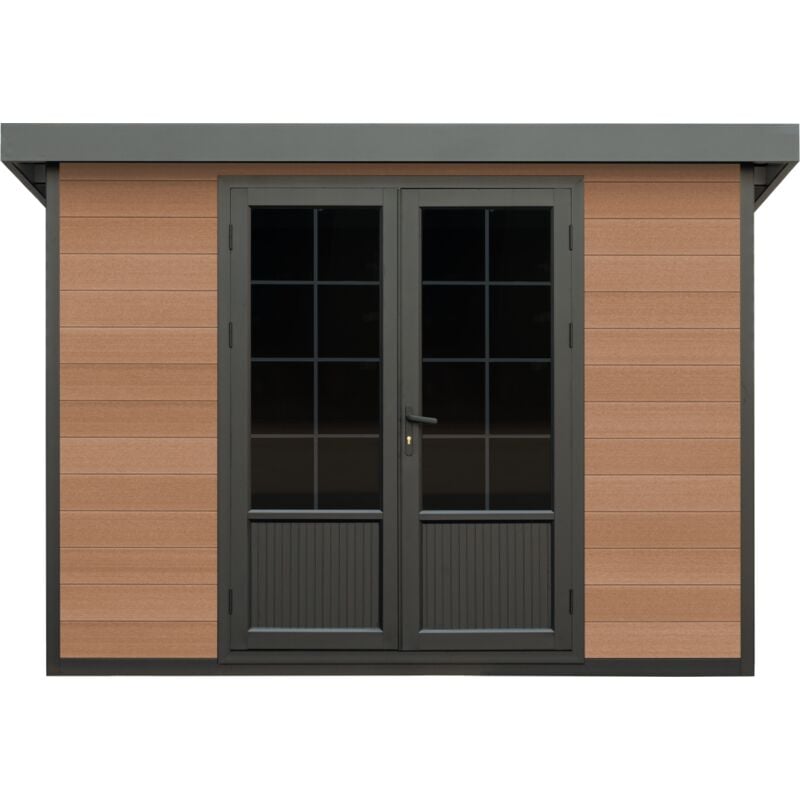 Vente-unique - Abri de jardin en bois composite 28 mm aspect naturel foncé 10,43 m² - hazelton