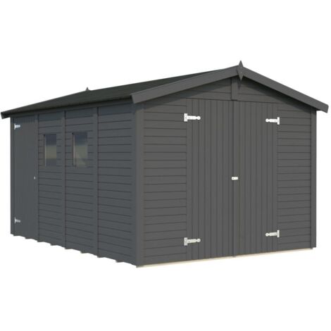 Abri de jardin en bois Dan 9,9 m2 Peint gris foncé