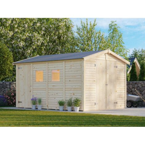 Abri de jardin en bois Dan 9,9 m2 Traité Translucide