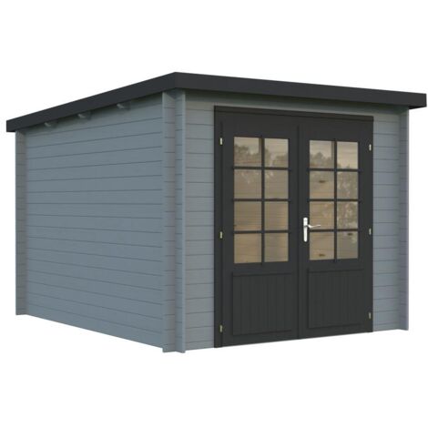 Abri de jardin en bois Ella 6,9 m2 Peint gris clair + anthracite