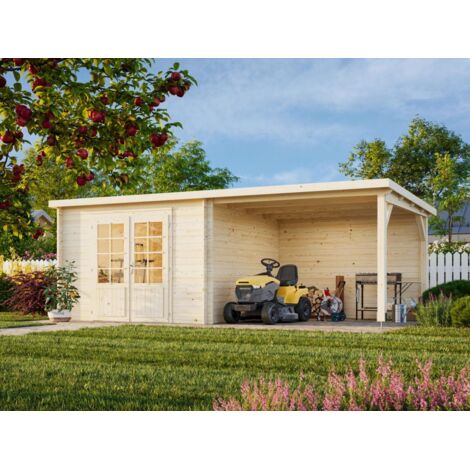 Abri de jardin en bois Ella 8,7+8,2 m2 Naturel