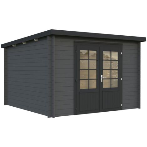 Abri de jardin en bois Ella 8,7 m2 Peint gris foncé + anthracite