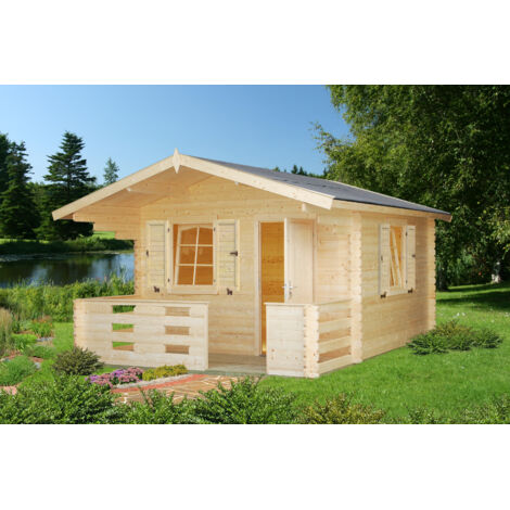 Abri de jardin en bois Emma 10,4+4,2 m2 Naturel
