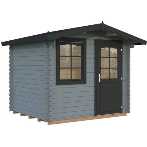 Abri de jardin en bois Emma 4,6 m2 Peint gris clair + anthracite