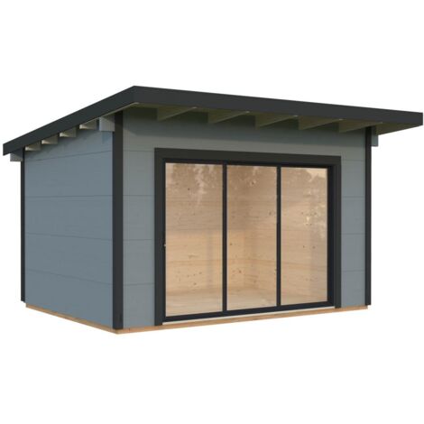 Abri de jardin en bois Grace 11,2 m2 Peint gris clair + anthracite