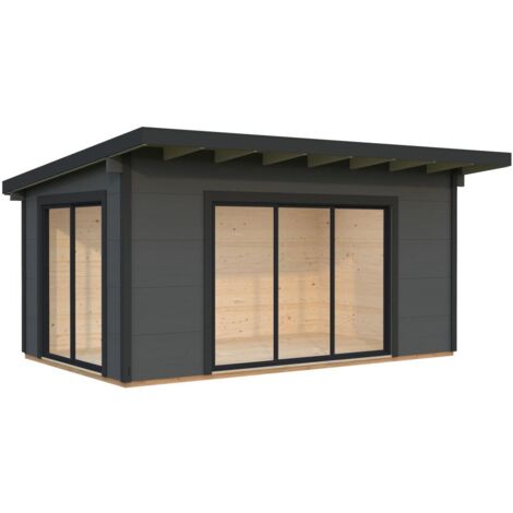 Abri de jardin en bois Grace 14,1 m2 Peint gris foncé + anthracite