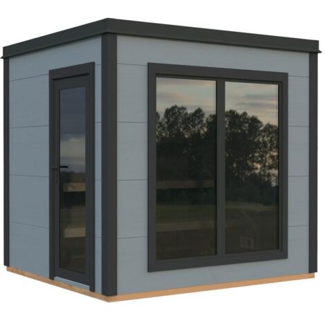 Abri de jardin en bois Grace Sauna 5,3 m2 Peint gris clair + anthracite
