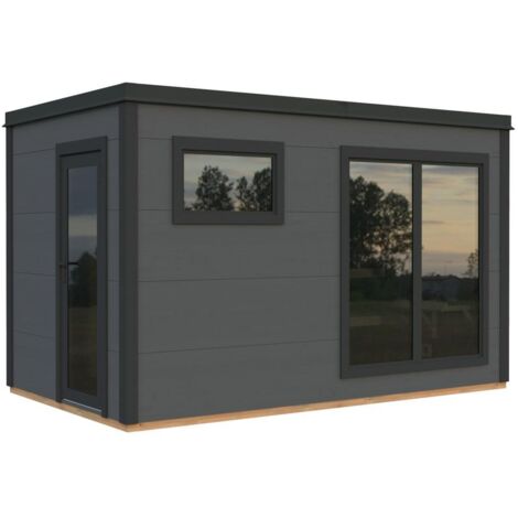 Abri de jardin en bois Grace Sauna 8,2 m2 Peint gris foncé + anthracite
