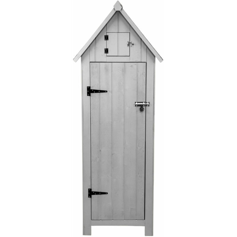 Monster-shop - Abri de Jardin en Bois Gris Clair 66 x 46 x 178 cm Cabane Cabanon Toit en Asphalte - Imperméable - Espace Extérieur Stockage Rangement