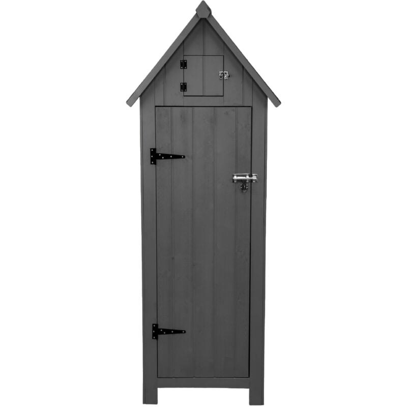 Monster Shop - Abri de Jardin en Bois Gris Foncé 66 x 46 x 178 cm Cabane Cabanon Toit en Asphalte - Imperméable - Espace Extérieur Stockage Rangement