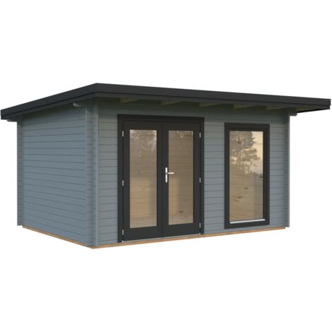 Abri de jardin en bois Heidi 11,7 m2 Peint gris clair + anthracite