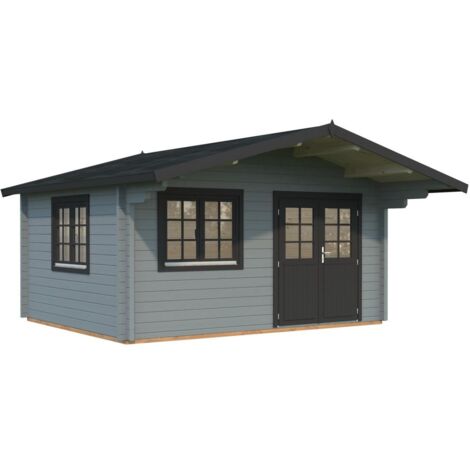 Abri de jardin en bois Helena 15,1 m2 Peint gris clair + anthracite