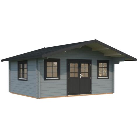 Abri de jardin en bois Helena 18,6 m2 Peint gris clair + anthracite