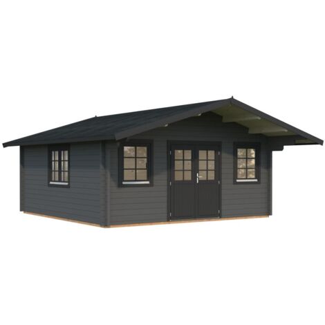 Abri de jardin en bois Helena 24,6 m2 Peint gris foncé + anthracite