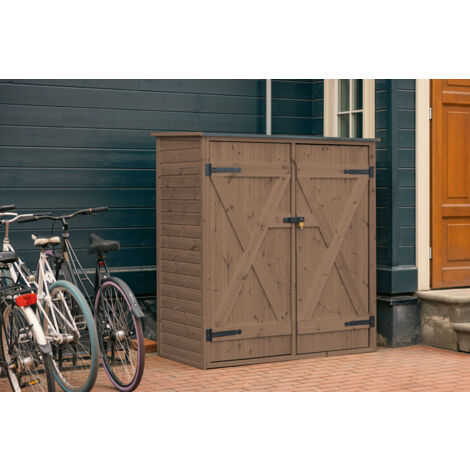 Abri de jardin en bois imprégné 149x78x164 cm – Étagères ajustables – Panneaux pré-construits – Toit étanche avec feutre
