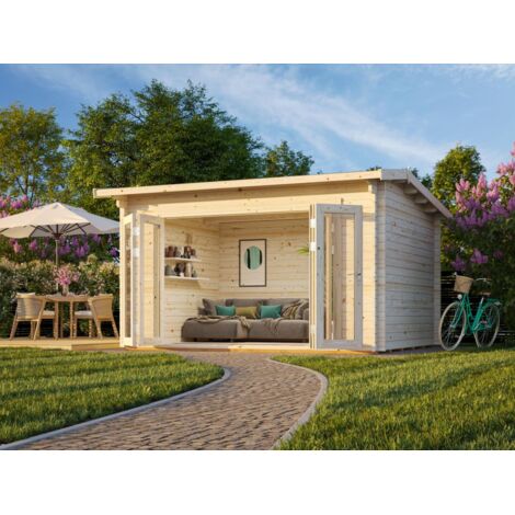Abri de jardin en bois Ines 11,1 m2 Bifold Traité Translucide