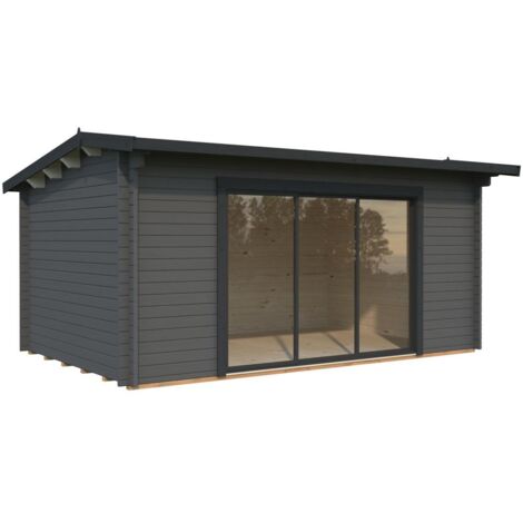 Abri de jardin en bois Ines 13,7 m2 Slide Peint gris foncé + anthracite