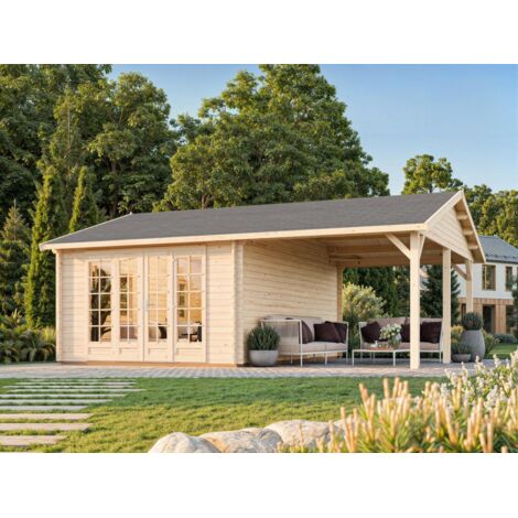 Abri de jardin en bois Irene 19,0+16,2 m2 Naturel