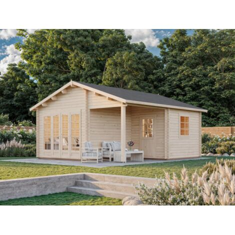 Abri de jardin en bois Irene 21,9+5,2 m2 Naturel