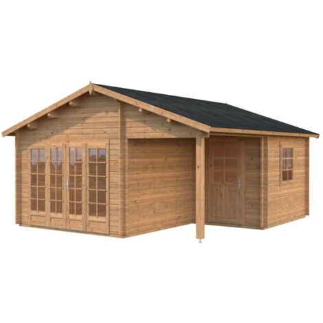 Abri de jardin en bois Irene 21,9+5,2 m2 Traité Marron