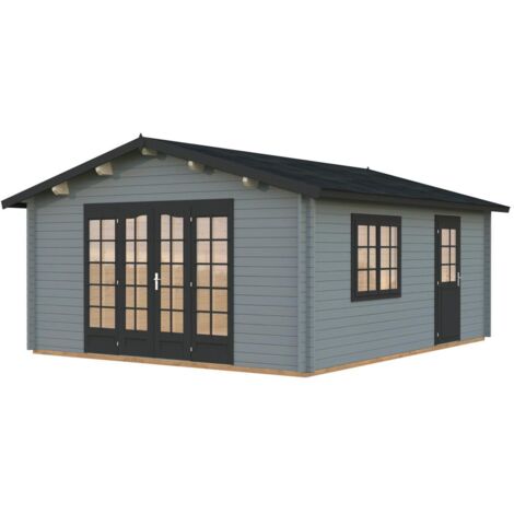 Abri de jardin en bois Irene 23,9 m2 Peint gris clair + anthracite