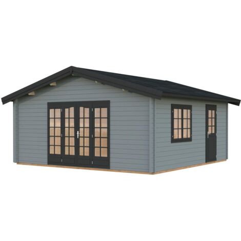 Abri de jardin en bois Irene 27,7 m2 Peint gris clair + anthracite