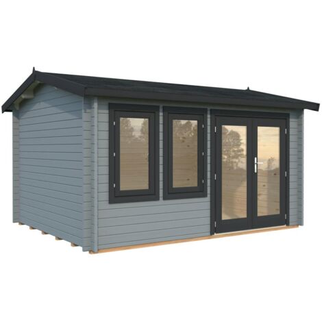 Abri de jardin en bois Iris 11,1 m2 Peint gris clair + anthracite