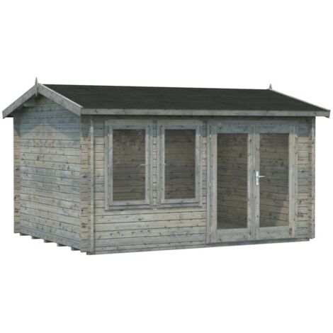 Abri de jardin en bois Iris 11,1 m2 Traité Gris