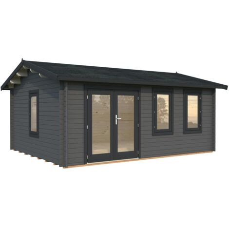 Abri de jardin en bois Iris 19,1 m2 Peint gris foncé + anthracite