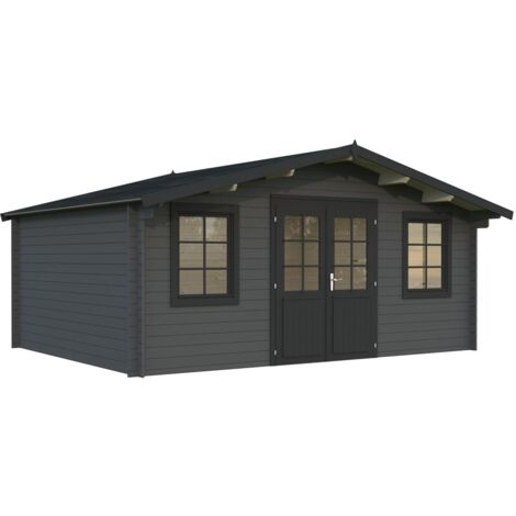 Abri de jardin en bois Klara 17,0 m2 Peint gris foncé + anthracite