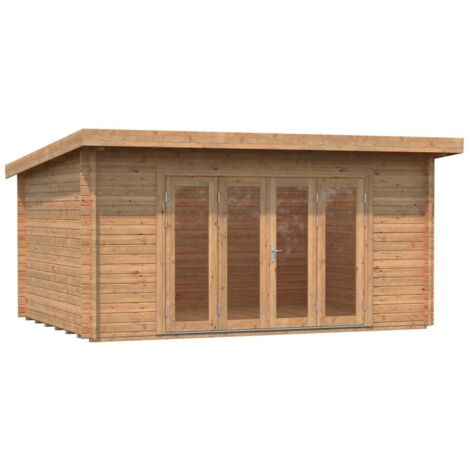 Abri de jardin en bois Lea 14,2 m2 Bifold Traité Marron