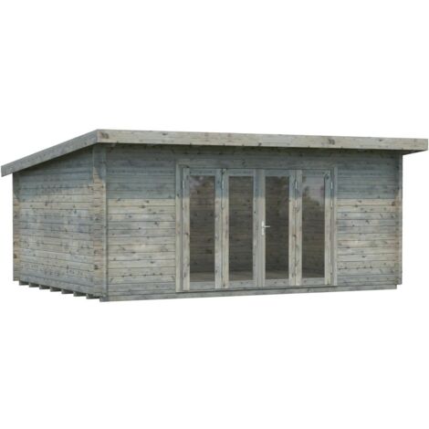Abri de jardin en bois Lea 19,4 m2 Bifold Traité Gris