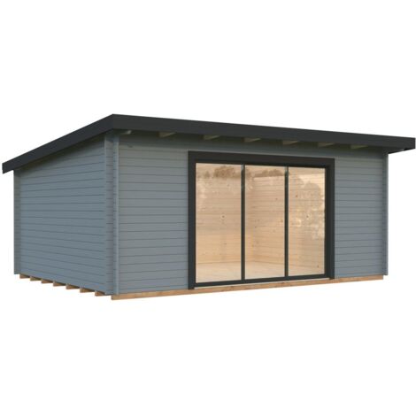 Abri de jardin en bois Lea 19,4 m2 Slide Peint gris clair + anthracite