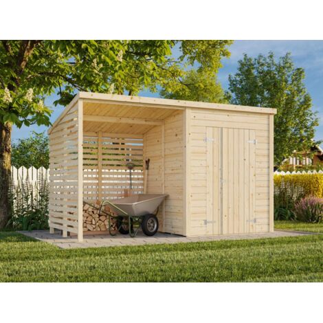 Abri de jardin en bois Leif 3,0+2,9 m2 Naturel