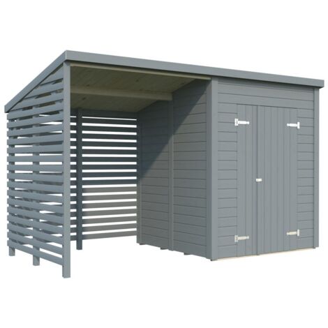 Abri de jardin en bois Leif 3,0+2,9 m2 Peint gris clair