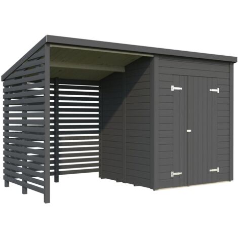 Abri de jardin en bois Leif 3,0+2,9 m2 Peint gris foncé