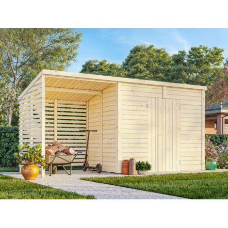 Abri de jardin en bois Leif 4,5+2,9 m2 Naturel