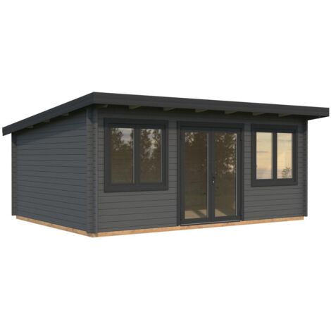 Abri de jardin en bois Lisandra 19,4 m2 Peint gris foncé + anthracite