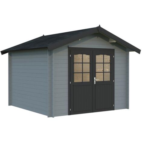 Abri de jardin en bois Lotta 7,3 m2 Peint gris clair + anthracite
