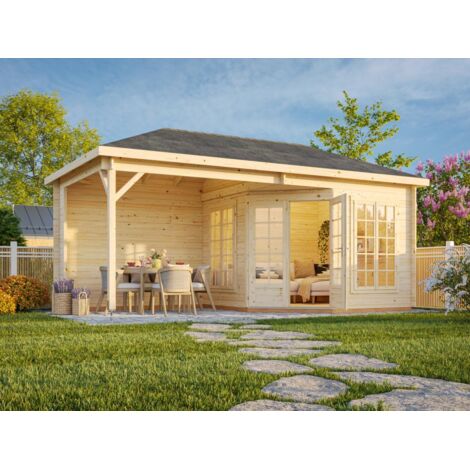 Abri de jardin en bois Melanie 7,0+8,1 m2 Naturel