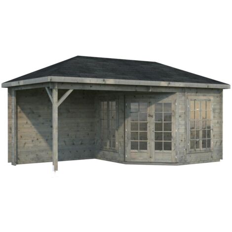 Abri de jardin en bois Melanie 7,0+8,1 m2 Traité Gris