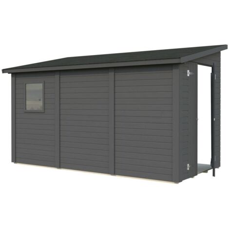 Abri de jardin en bois Mia 5,4 m2 Peint gris foncé