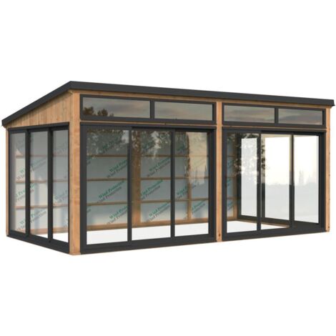 Abri de jardin en bois Saga 16,2 m2 Slide Traité Marron