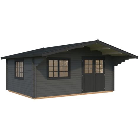 Abri de jardin en bois Sally 19,1 m2 Peint gris foncé + anthracite