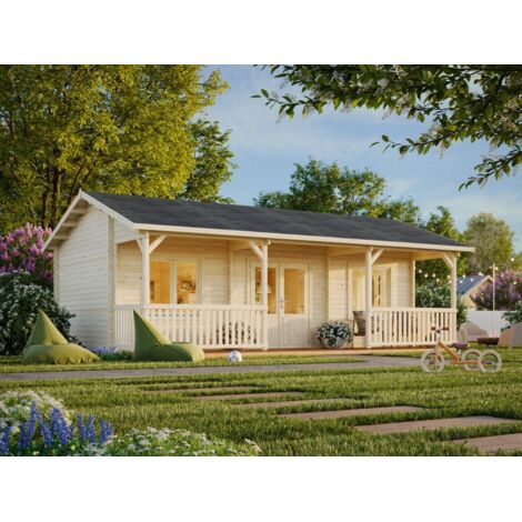 Abri de jardin en bois Sandra 25,6+11,1 m2 Naturel