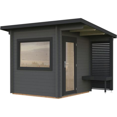 Abri de jardin en bois Sanna 4,1 m2 Peint gris foncé + anthracite