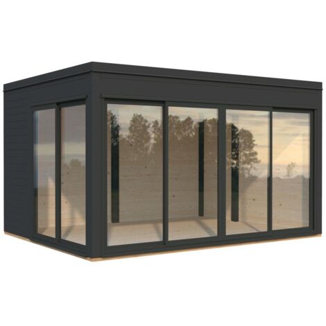 Abri de jardin en bois Serena 12,6 m2 Set 1 Slide Plus Peint anthracite