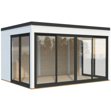 Abri de jardin en bois Serena 12,6 m2 Set 2 Slide Plus Peint blanc