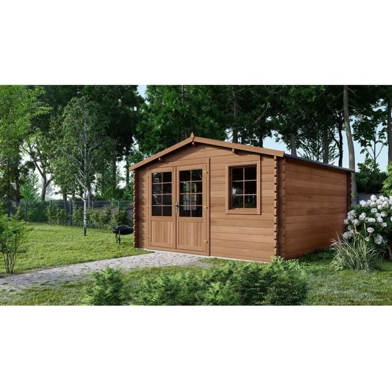 Altanka - Abri de jardin en bois - 20m2 - 5x4m - Traité - Ep. 45mm - Couleur: marron